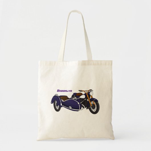Sidecar paarse motorrijwielillustratie tote bag (Voorkant)