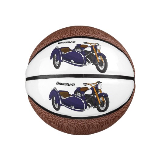 Sidecar purple motorcycle illustration basketbal (Voorkant)
