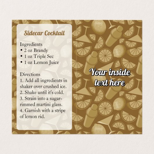 Sidecar Recipe Visitekaartje (Binnenkant ongevouwen)