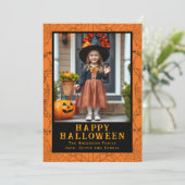 Sider Web Lijst Custom Photo Happy Halloween Feestdagenkaart (Staand voorkant)
