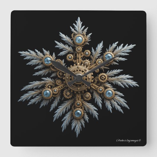 Sidera Flocon - Artefact steampunk Vierkante Klok (Voorkant)