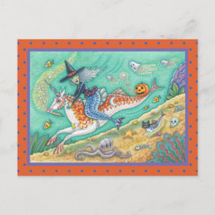 SIDESADDLE WITCH MERMAID, UNICORN MERHORSE FANTASY BRIEFKAART