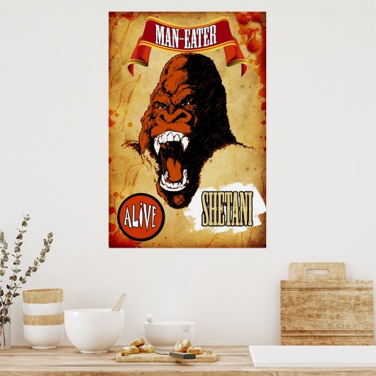 Sideshow Art - Shetani the Man - Eating Gorilla Poster (Keuken)