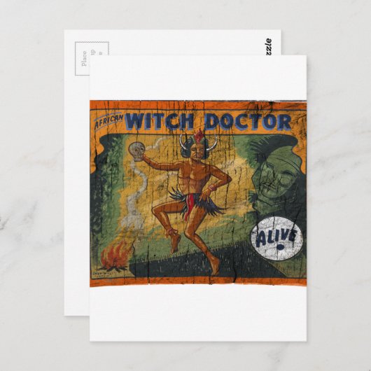 Sideshow Banner Witch Doctor Briefkaart (Voorkant / Achterkant)