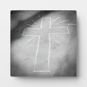Sidewalk Art Chalk Cross Poster Fotoplaat