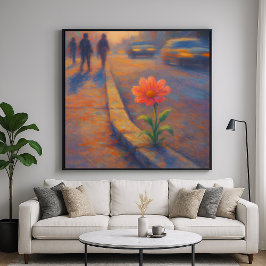 Sidewalk Blossom - Urban Pastel Painting Style Art Poster
