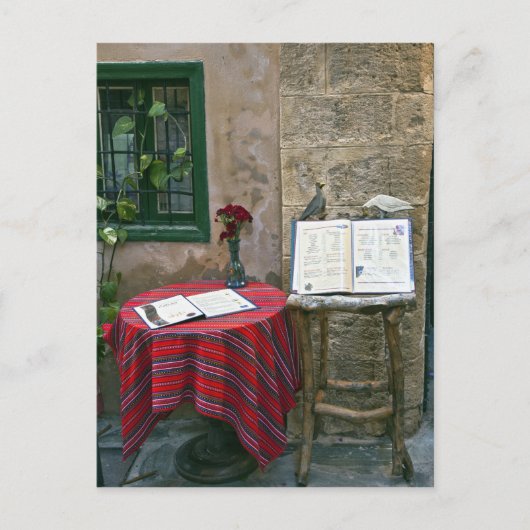 Sidewalk cafe, Chania, Kreta, Griekenland Briefkaart (Voorkant)