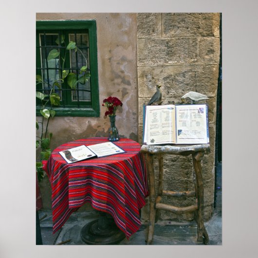 Sidewalk cafe, Chania, Kreta, Griekenland Poster (Voorkant)