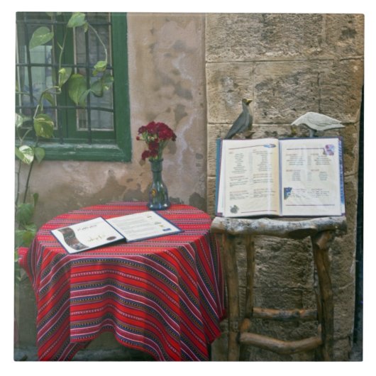 Sidewalk cafe, Chania, Kreta, Griekenland Tegeltje (Voorkant)