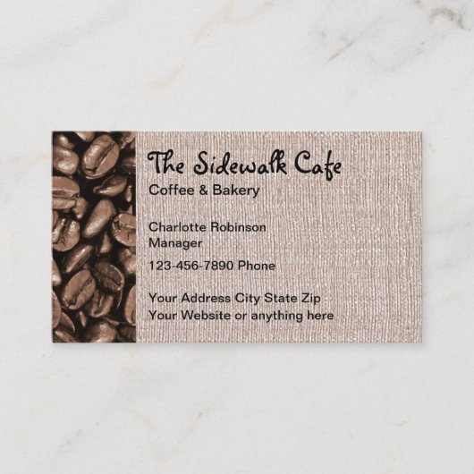 Sidewalk Cafe Coffee Shop Visitekaartje (Voorkant)