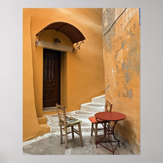 Sidewalk table setting, Chania, Kreta, Griekenland Poster (Voorkant)