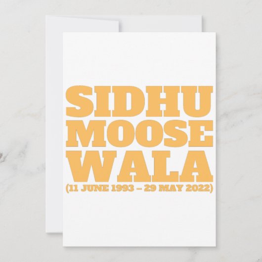 Sidhu Moose Wala 1993-2022  Kaart (Voorkant)
