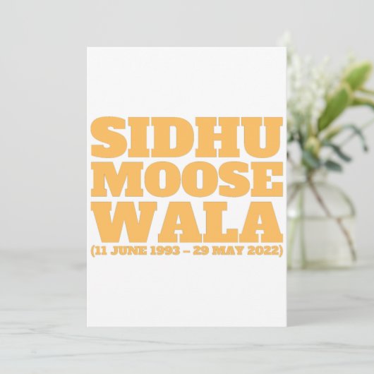 Sidhu Moose Wala 1993-2022 Kaart (Staand voorkant)