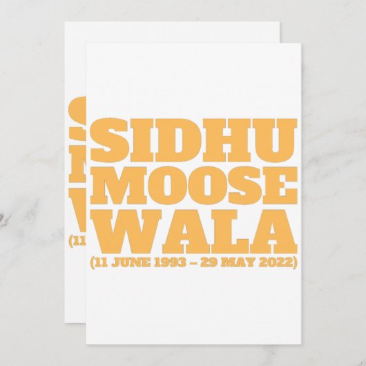 Sidhu Moose Wala 1993-2022 Kaart (Voorkant / Achterkant)
