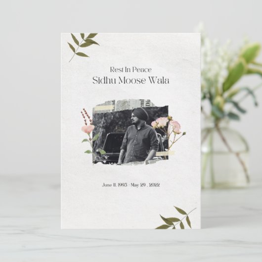 Sidhu moose wala rip kaart (Staand voorkant)