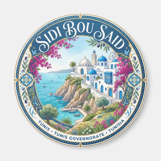 Sidi Bou Said-klif Tunesië Magneet (Voorkant)