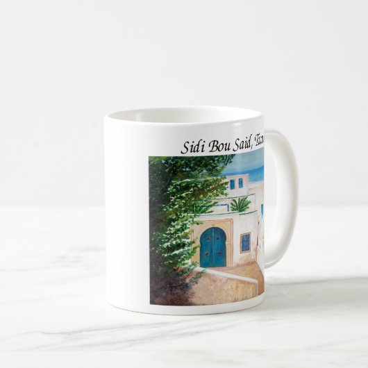 "Sidi Bou Said, Tunesië" mok koffie (Voorkant rechts)