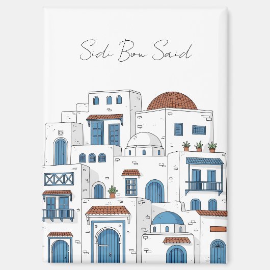 Sidi Bou Said Tunesië Reizen Magneet (Voorkant)