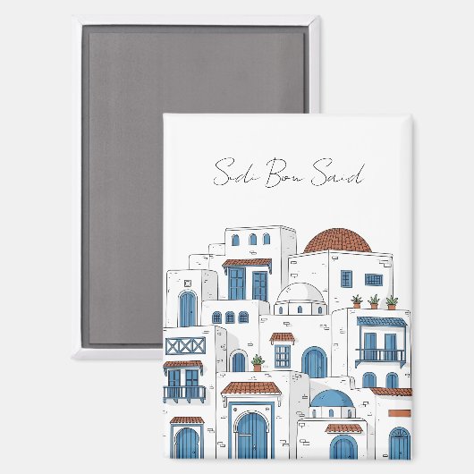 Sidi Bou Said Tunisia Travel Magneet (Voorkant / Achterkant)