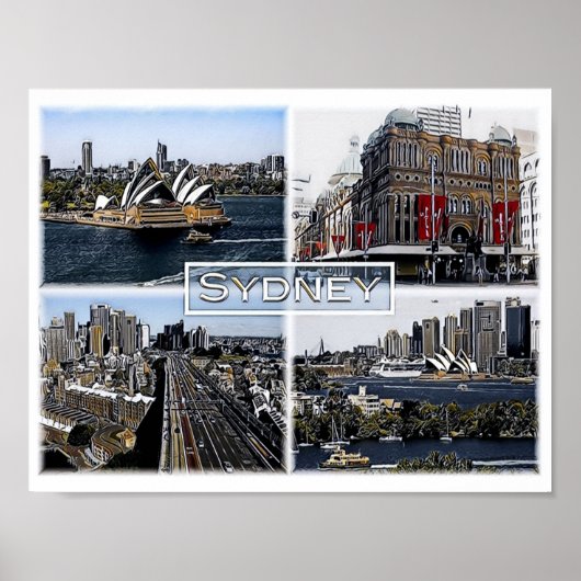 Sidney - Australië - Mozaïek - Poster (Voorkant)
