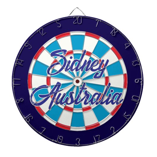Sidney Australië tekst sjabloon Blauw Rood Wit Dartbord (Voorkant)