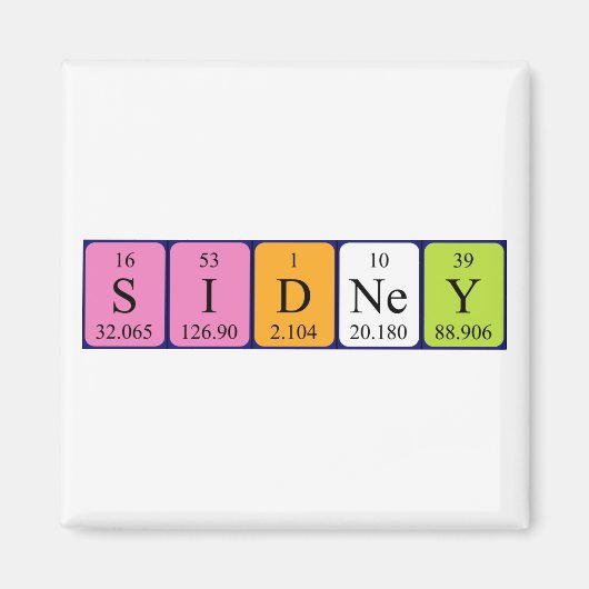 Sidney periodiek table name magnet (Voorkant)