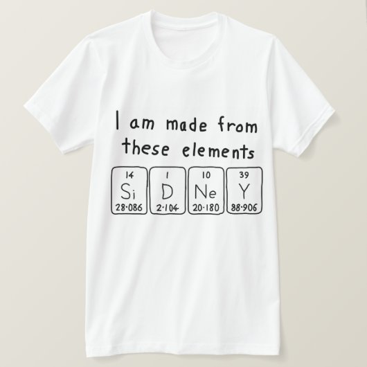 Sidney periodieke lijstnaam shirt (Design voorkant)