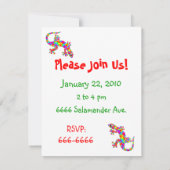 Sidney Salamander Birthday Party Invitation Kaart (Achterkant)