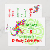 Sidney Salamander Birthday Party Invitation Kaart (Voorkant / Achterkant)