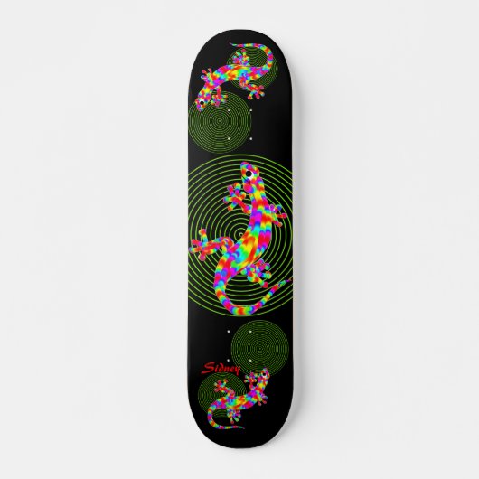 Sidney Salamander Green Circles Skateboard Deck (Voorkant)