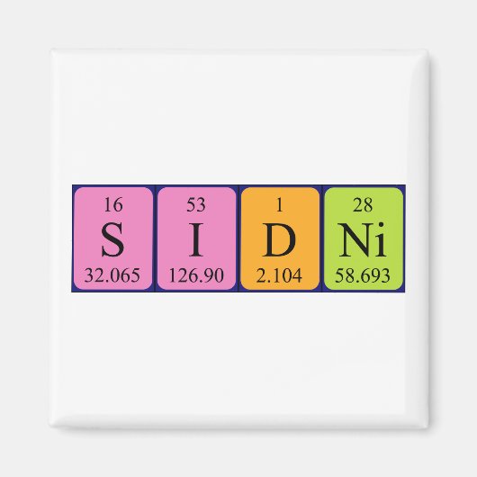 Sidni periodieke lijstnaam magnet (Voorkant)