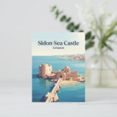 Sidon Zee Kasteel Libanon Briefkaart (Staand voorkant)