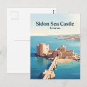 Sidon Zee Kasteel Libanon Briefkaart (Voorkant / Achterkant)