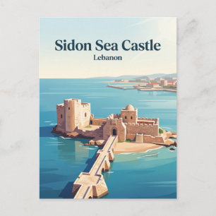 Sidon Zee Kasteel Libanon Briefkaart