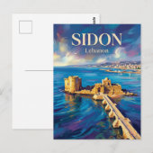 Sidon Zee Kasteel Libanon Briefkaart (Voorkant / Achterkant)