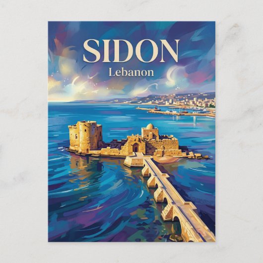 Sidon Zee Kasteel Libanon Briefkaart (Voorkant)