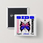 SIDS Awareness Butterfly Vierkante Button 5,1 Cm (Voorkant /achterkant)