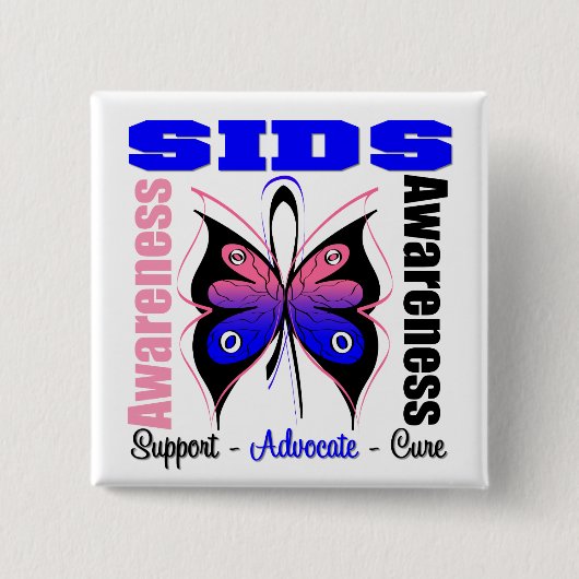 SIDS Awareness Butterfly Vierkante Button 5,1 Cm (Voorkant)