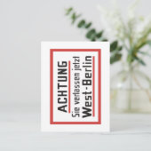 Sie verlassen jetzt West-Berlijn, Duitsland Briefkaart (Staand voorkant)