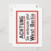 Sie verlassen jetzt West-Berlijn, Duitsland Briefkaart (Voorkant / Achterkant)