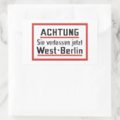 Sie verlassen jetzt West-Berlijn, Duitsland Teken Rechthoekige Sticker (Tas)