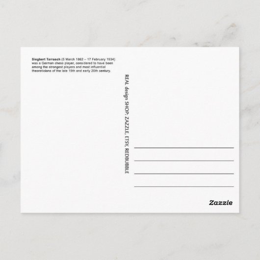 Siegbert Tarrasch Schaakspeler Briefkaart (Achterkant)