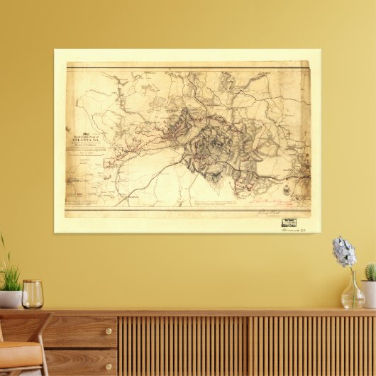 Siege of Atlanta Map, 19-26 augustus 1864 Canvas Afdruk (Insitu (Woonkamer))