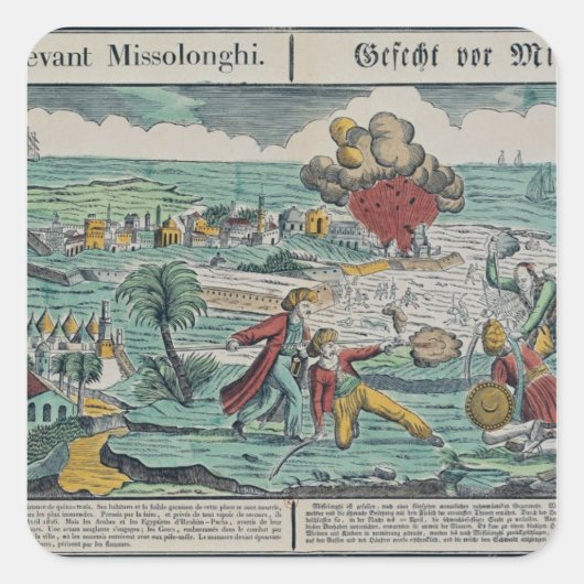 Siege of Missolonghi, 22 april 1826 Vierkante Sticker (Voorkant)