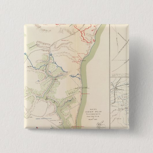 Siege of Yorktown Vierkante Button 5,1 Cm (Voorkant)