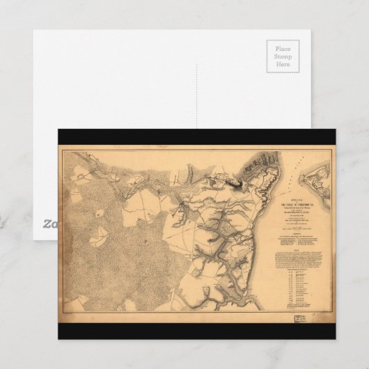 Siege of Yorktown Virginia Civil War Map (1862) Briefkaart (Voorkant / Achterkant)