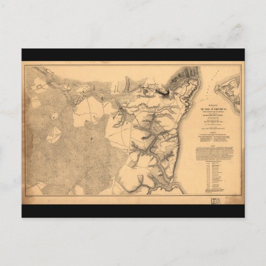 Siege of Yorktown Virginia Civil War Map (1862) Briefkaart (Voorkant)