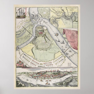 Siege van Belgrado Servië Map (1717) Poster