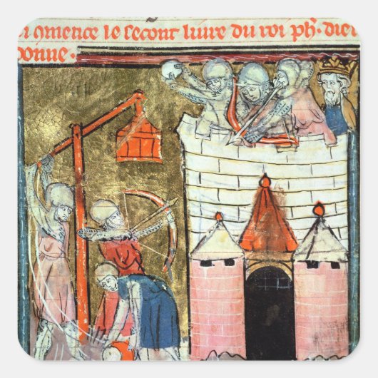 Siege van het Chateau de Chinon Vierkante Sticker (Voorkant)