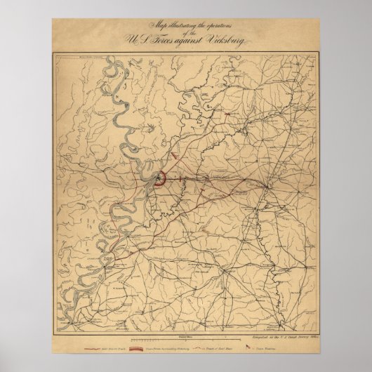 Siege van Vicksburg - Panoramische Kaart voor de b Poster (Voorkant)